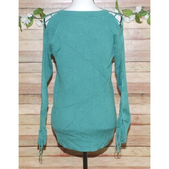 NWT Cato Est. 1946 Green Pullover Sweater Size XL Open Long Sleeve V-Neck Ribbed - Picture 6 of 12